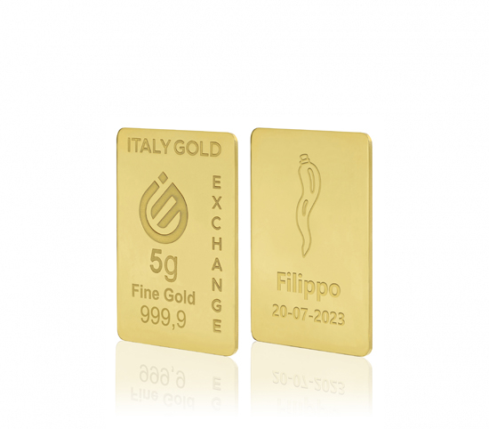 Lingot Or 24 ct de 5 g. Corne porte-bonheur Italy Gold Exchange